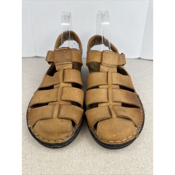 Vintage Men’s Minnetonka Leather Fisherman Sandals Closed Toe Size 11 W - Picture 2 of 9